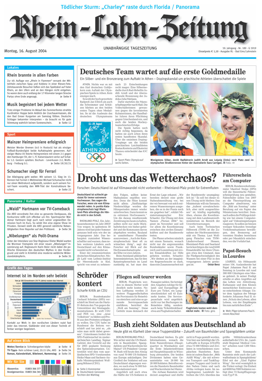 Rhein-Lahn-Zeitung vom Montag, 16.08.2004