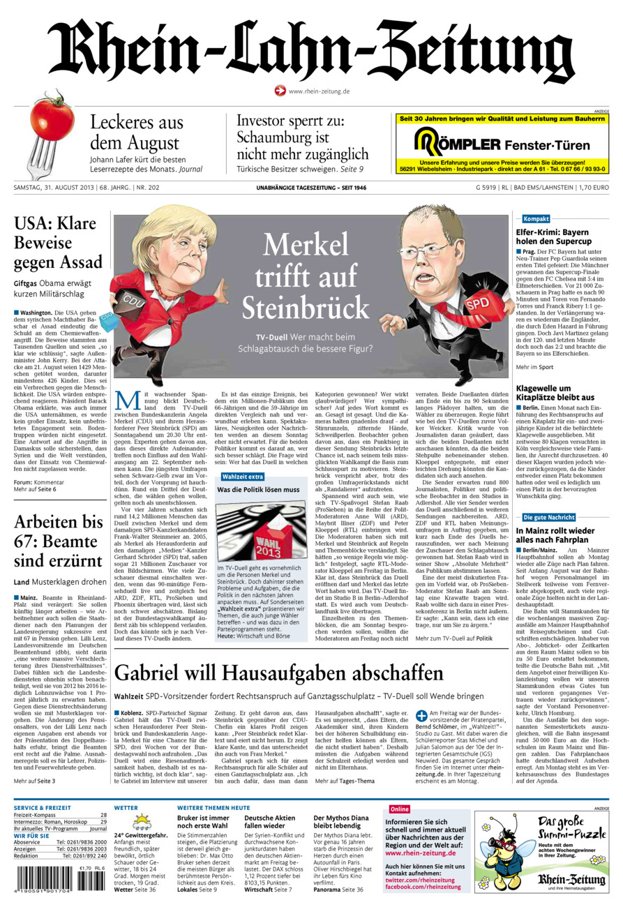 Rhein-Lahn-Zeitung vom Samstag, 31.08.2013