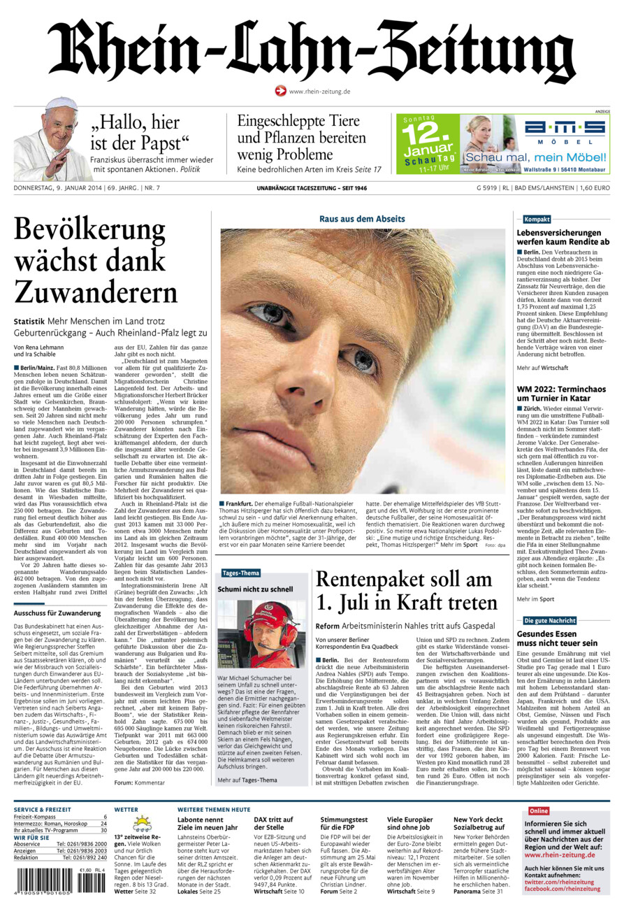 Rhein-Lahn-Zeitung vom Donnerstag, 09.01.2014