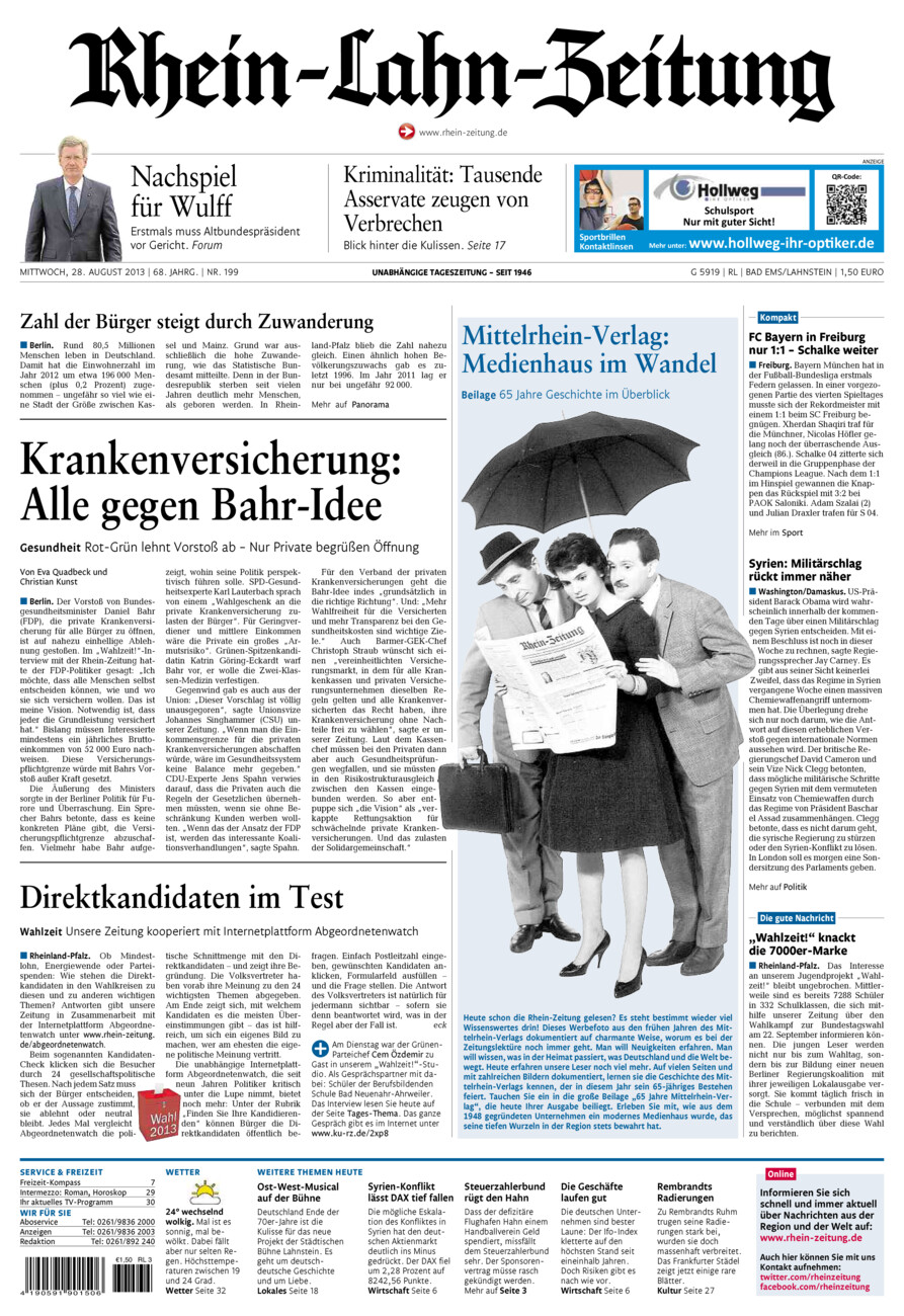 Rhein-Lahn-Zeitung vom Mittwoch, 28.08.2013