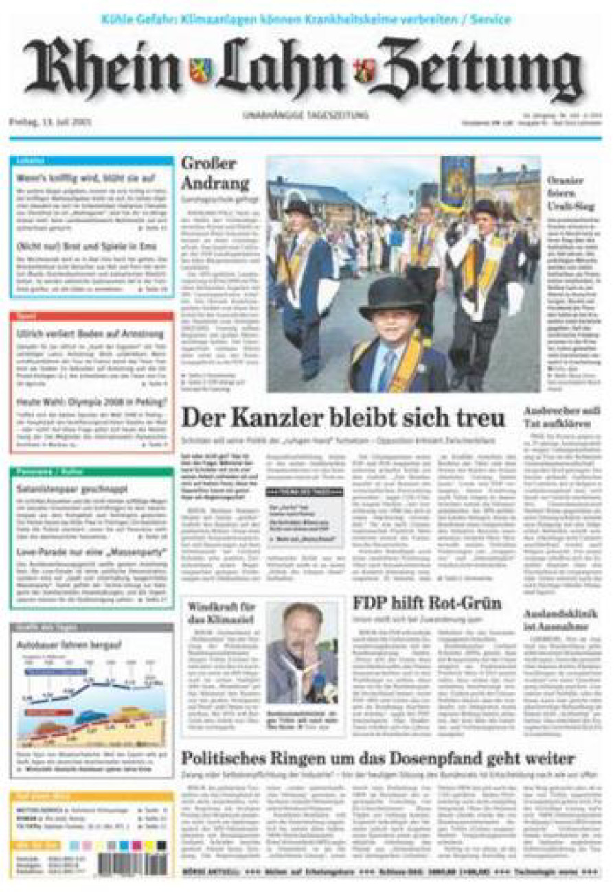 Rhein-Lahn-Zeitung vom Freitag, 13.07.2001