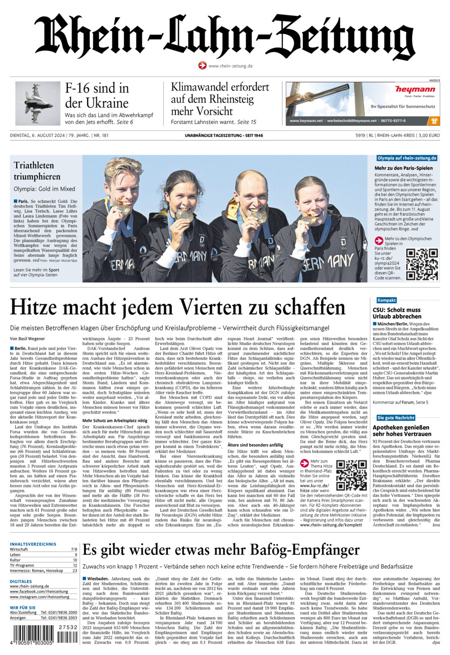 Rhein-Lahn-Zeitung vom Dienstag, 06.08.2024