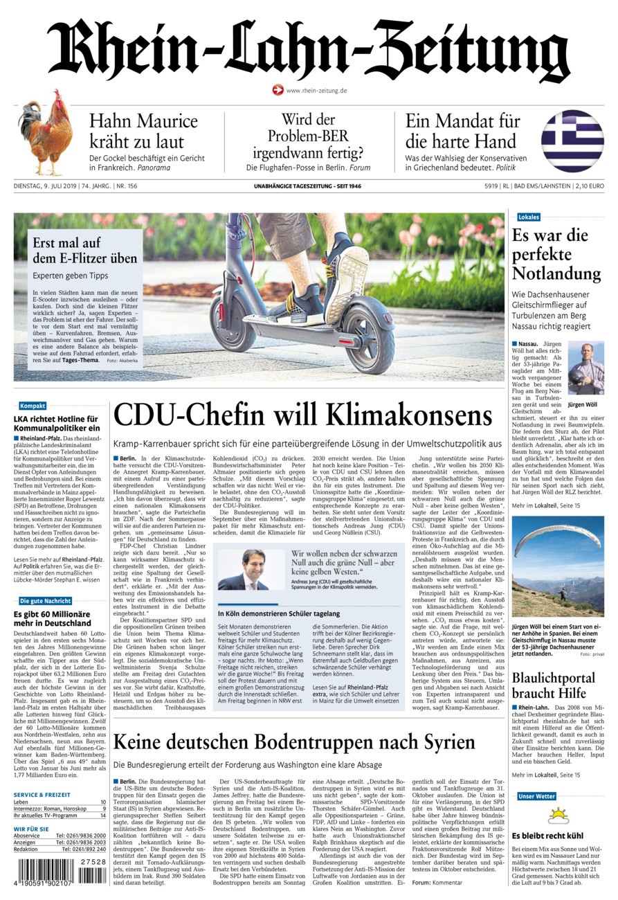 Rhein-Lahn-Zeitung vom Dienstag, 09.07.2019