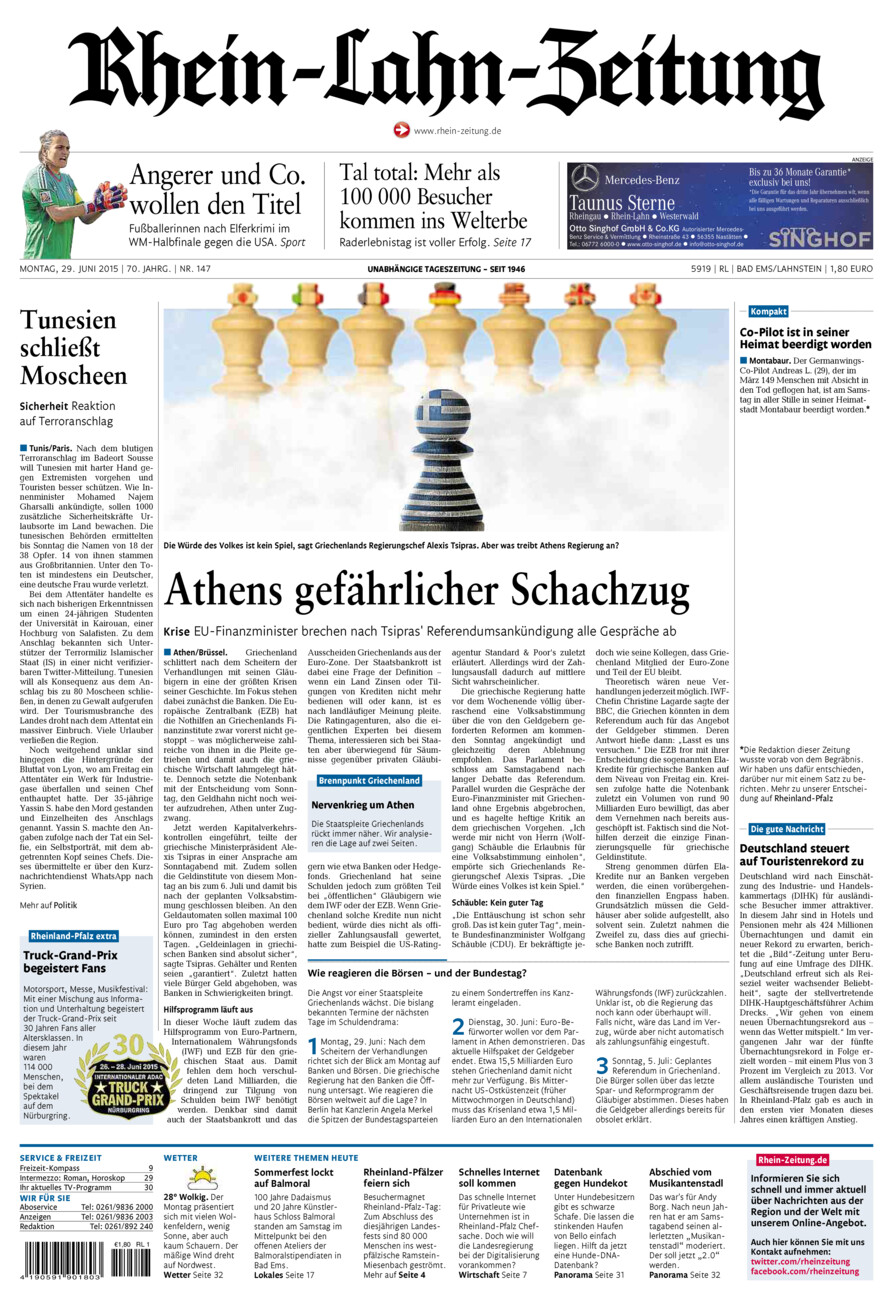 Rhein-Lahn-Zeitung vom Montag, 29.06.2015