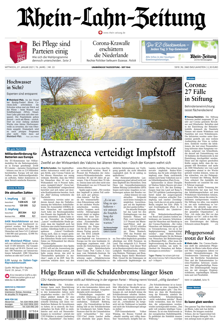 Rhein-Lahn-Zeitung vom Mittwoch, 27.01.2021
