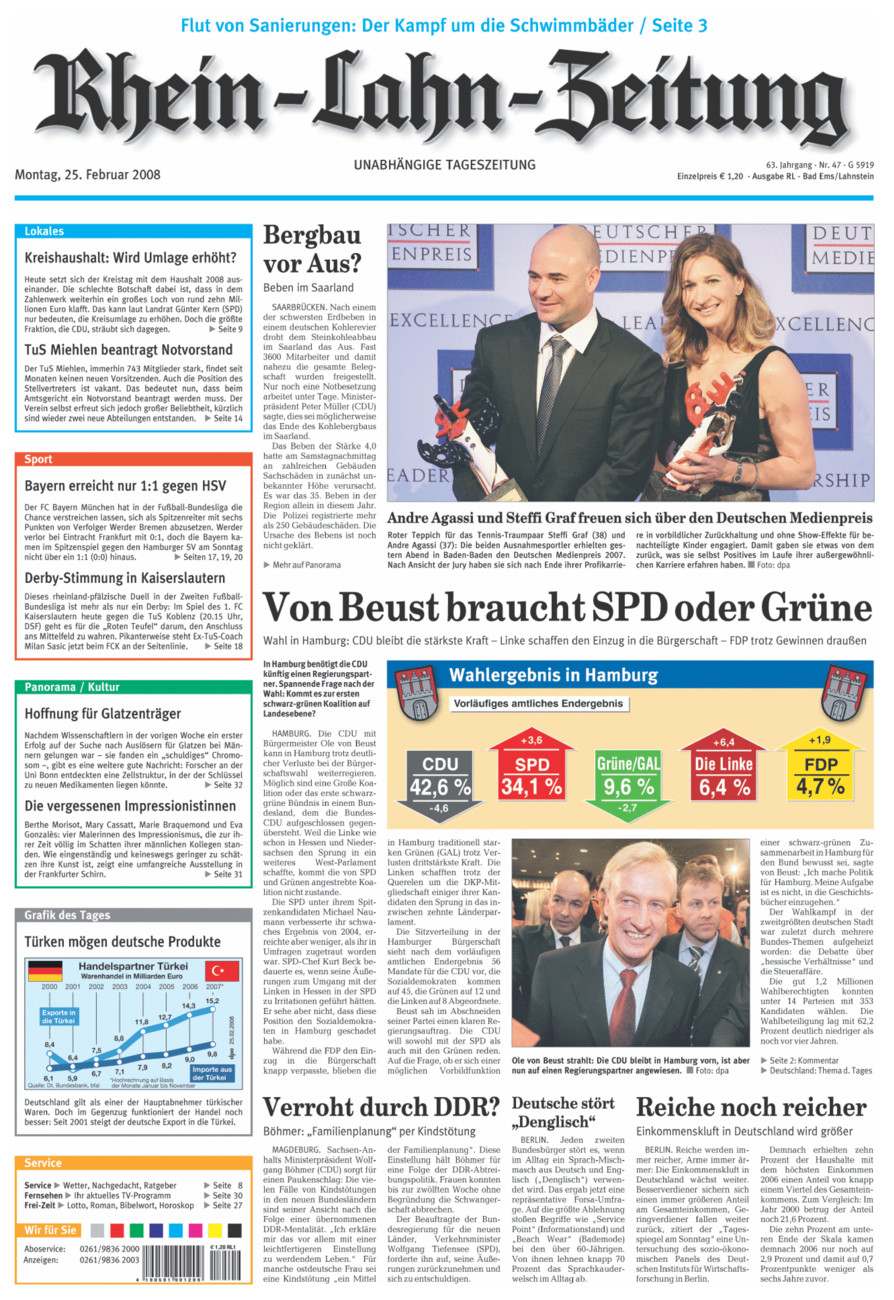 Rhein-Lahn-Zeitung vom Montag, 25.02.2008