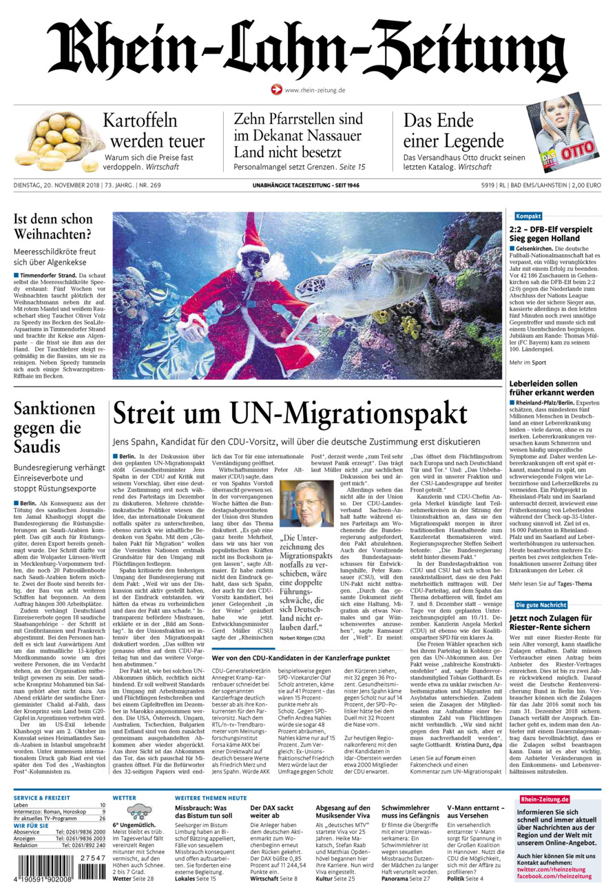 Rhein-Lahn-Zeitung vom Dienstag, 20.11.2018