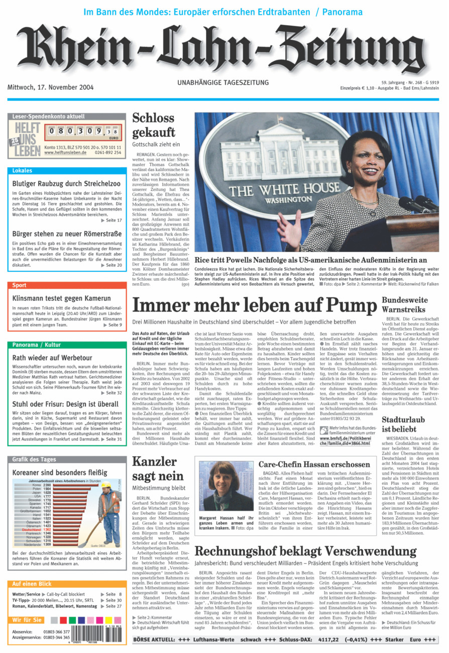 Rhein-Lahn-Zeitung vom Mittwoch, 17.11.2004