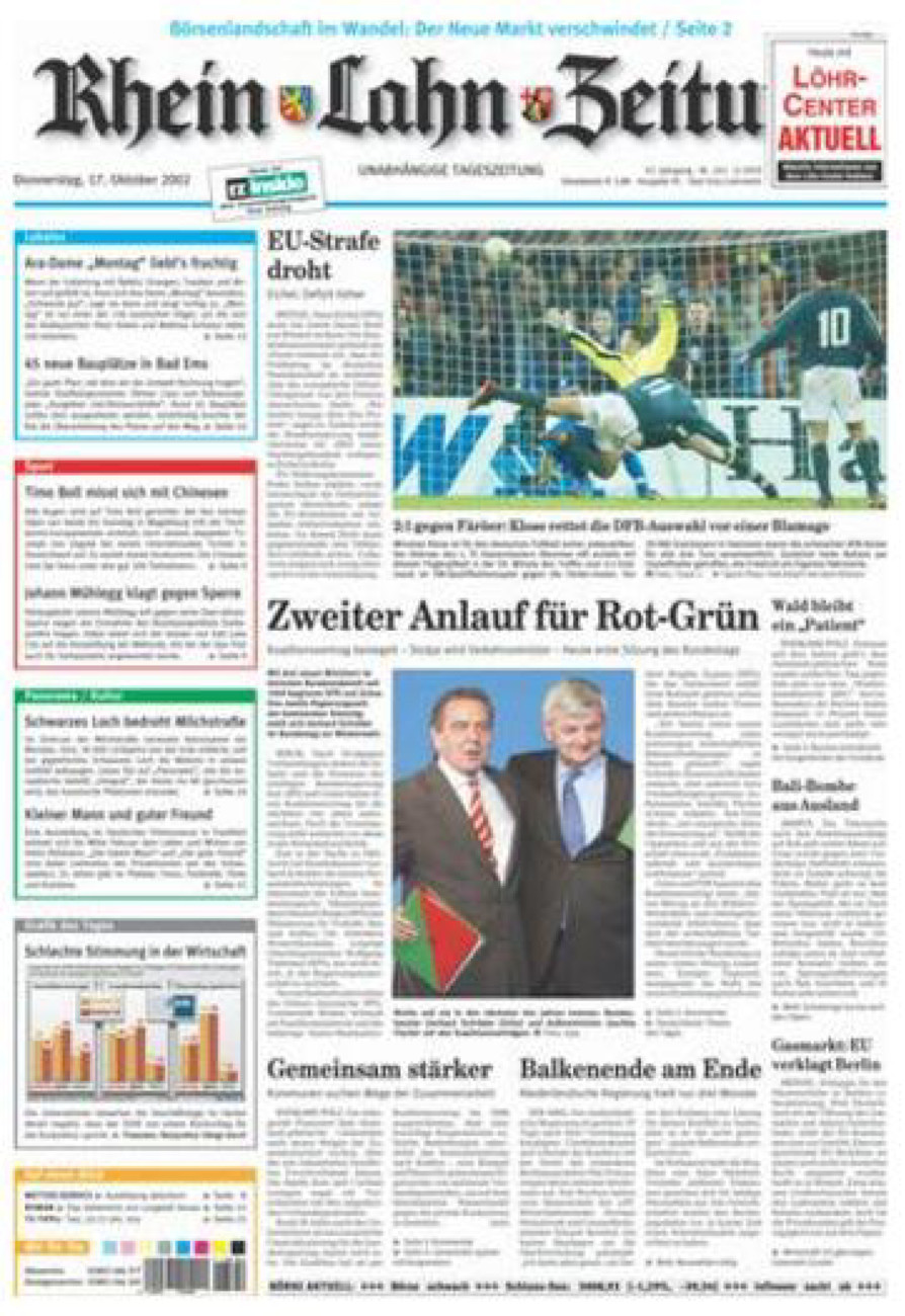 Rhein-Lahn-Zeitung vom Donnerstag, 17.10.2002