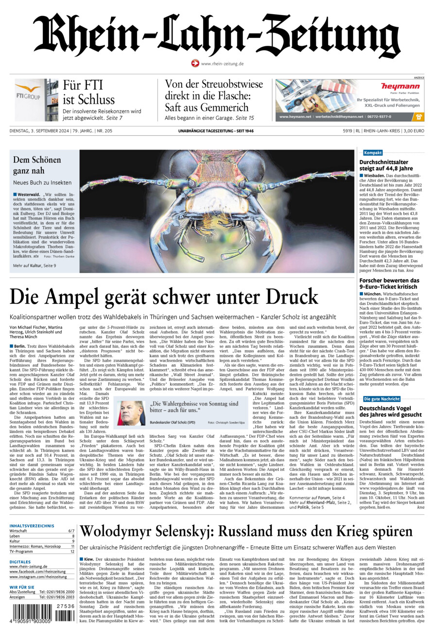 Rhein-Lahn-Zeitung vom Dienstag, 03.09.2024