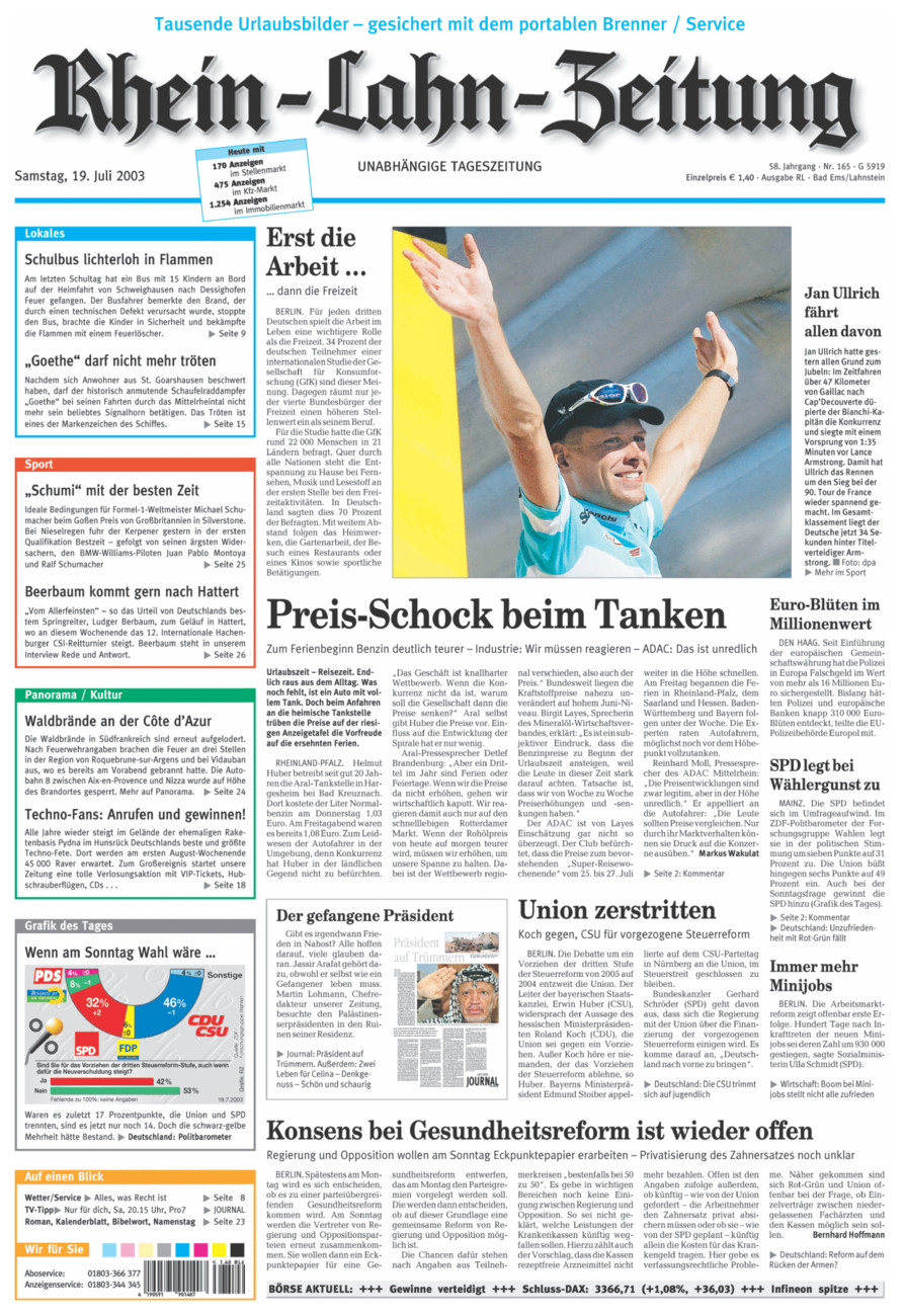 Rhein-Lahn-Zeitung vom Samstag, 19.07.2003