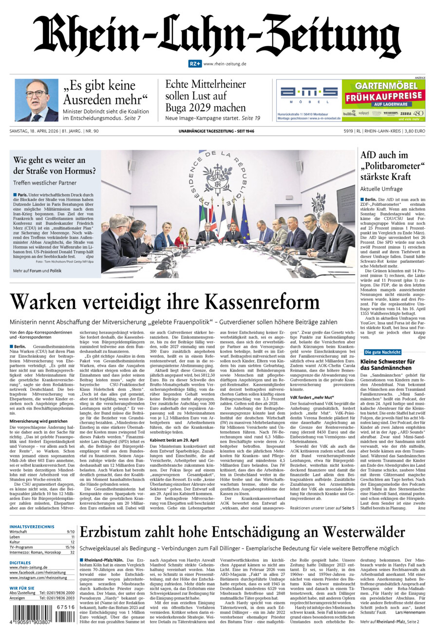 Rhein-Lahn-Zeitung vom Samstag, 18.04.2026