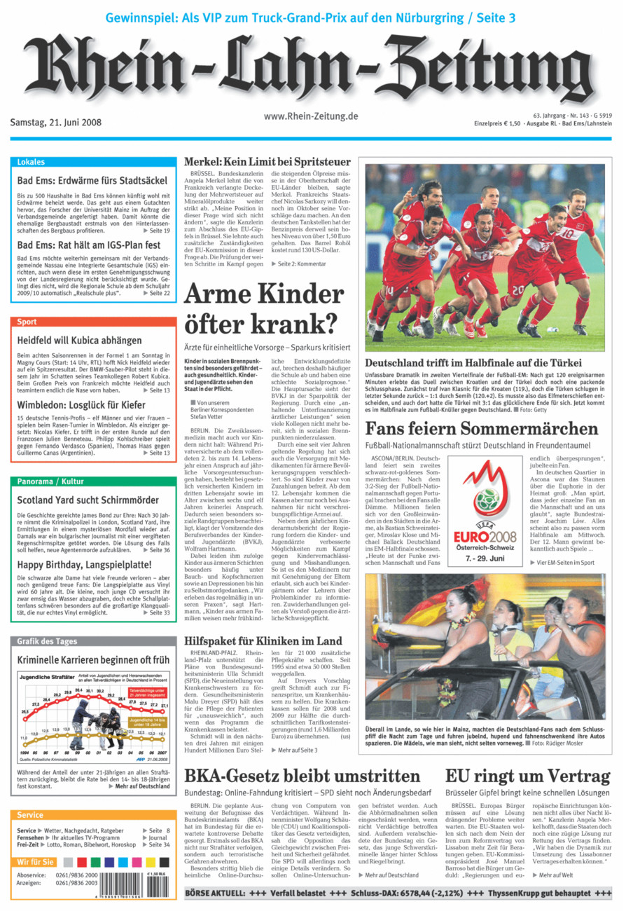 Rhein-Lahn-Zeitung vom Samstag, 21.06.2008
