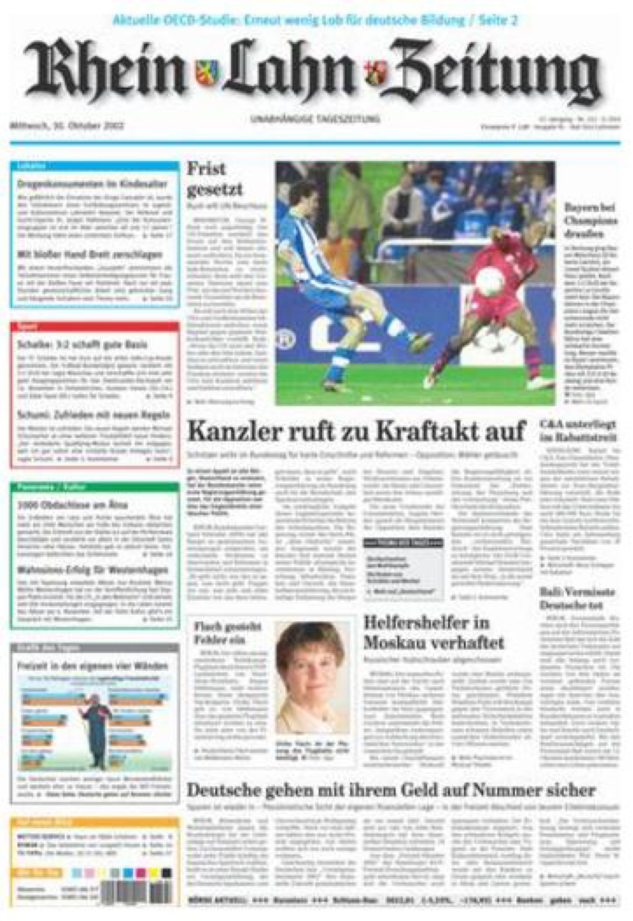 Rhein-Lahn-Zeitung vom Mittwoch, 30.10.2002