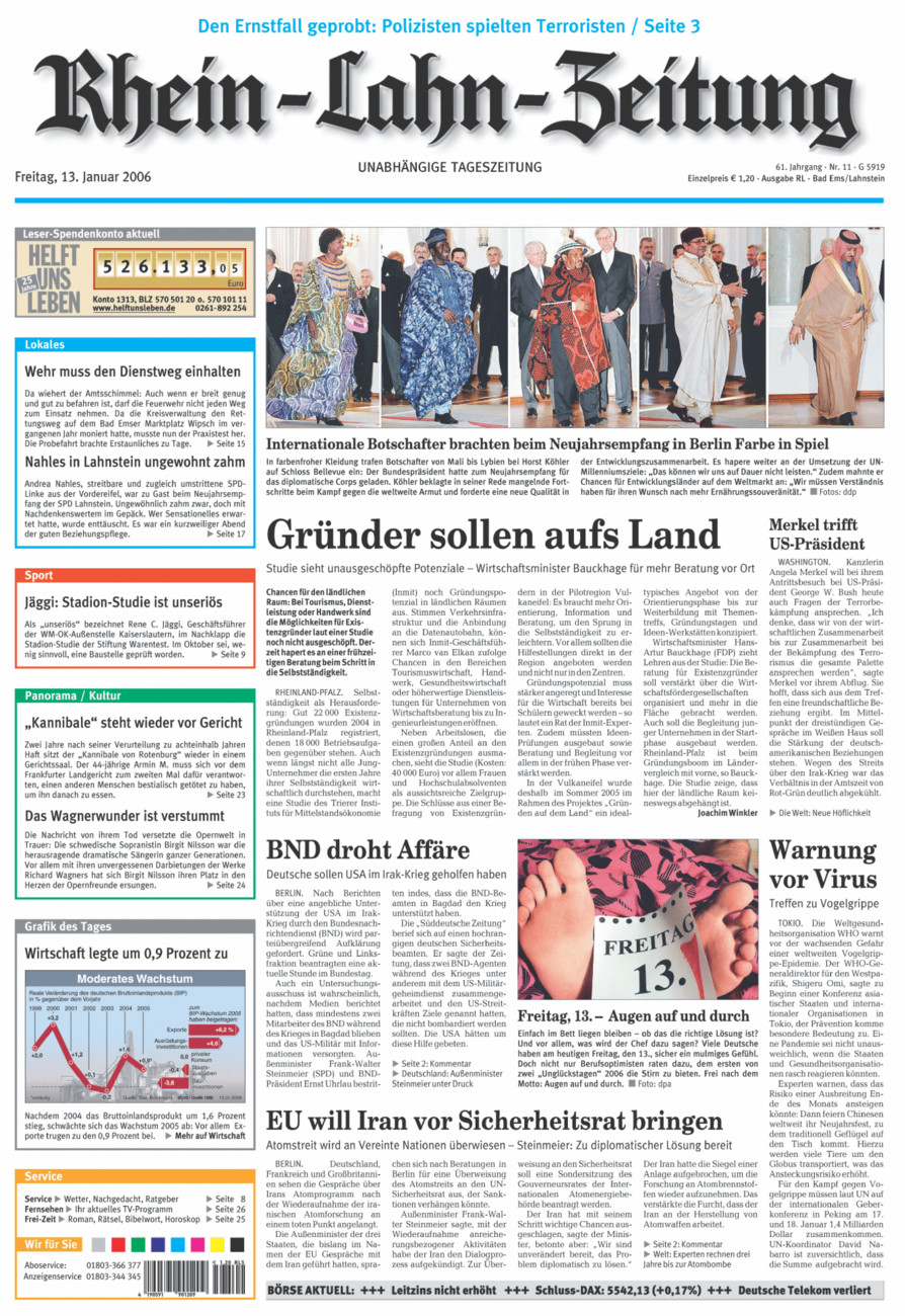 Rhein-Lahn-Zeitung vom Freitag, 13.01.2006