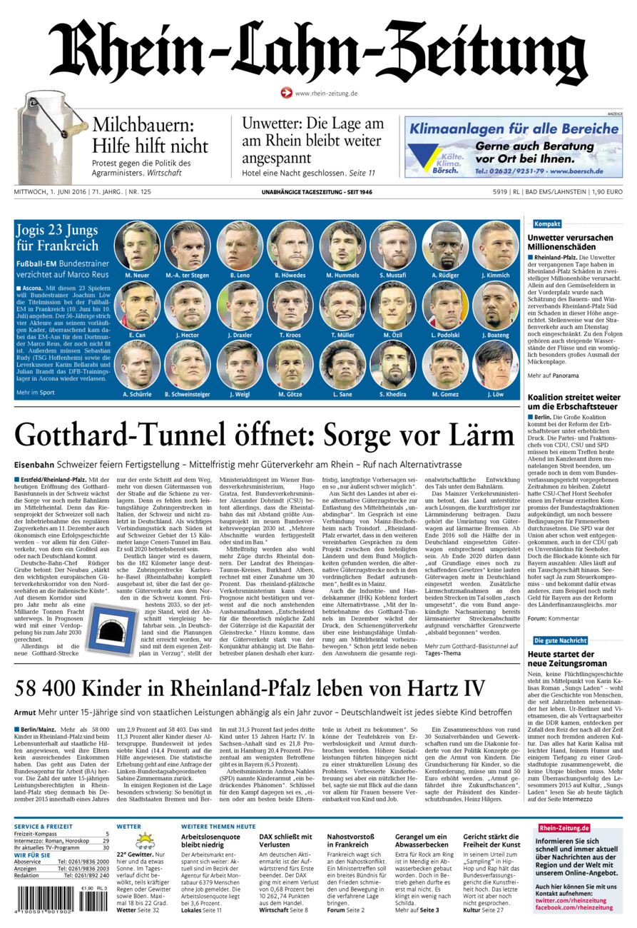 Rhein-Lahn-Zeitung vom Mittwoch, 01.06.2016