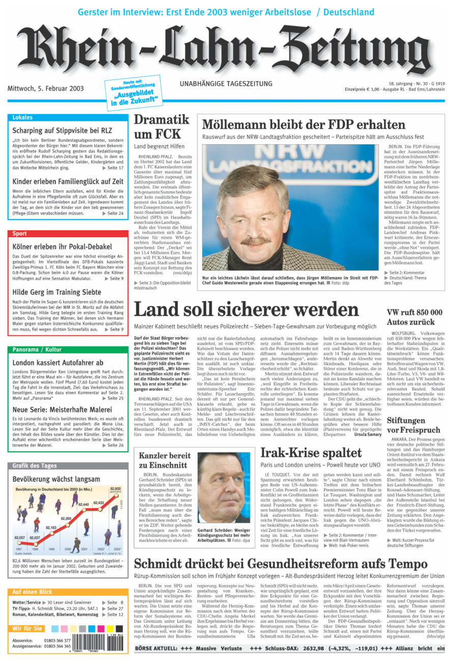 Rhein-Lahn-Zeitung vom Mittwoch, 05.02.2003