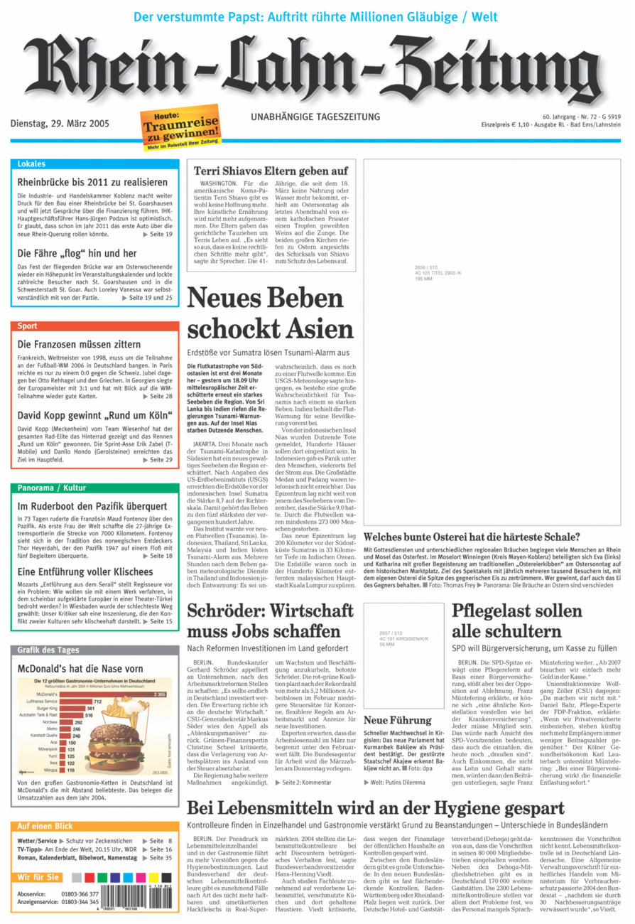 Rhein-Lahn-Zeitung vom Dienstag, 29.03.2005