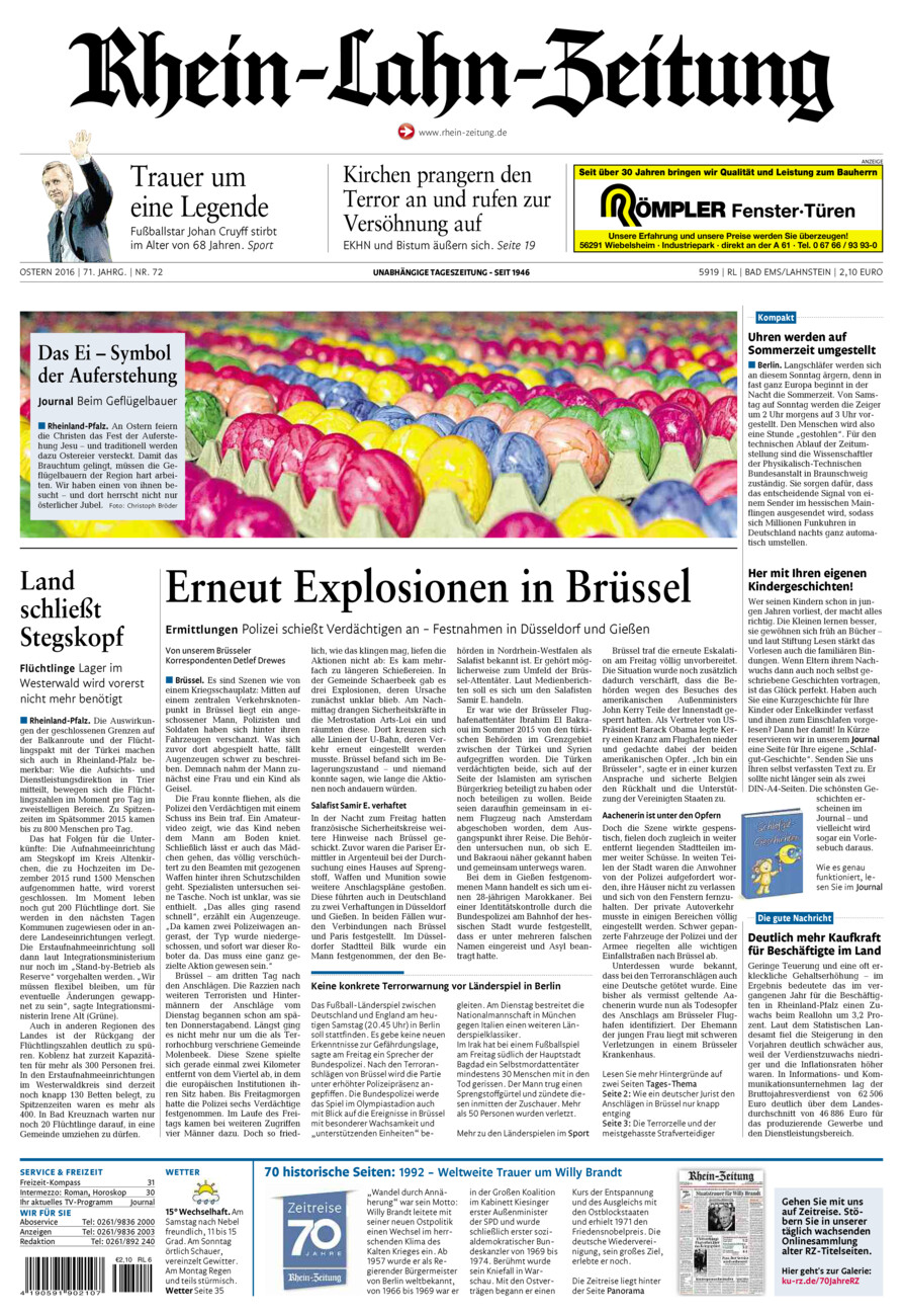 Rhein-Lahn-Zeitung vom Samstag, 26.03.2016