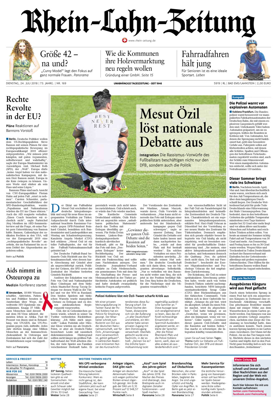 Rhein-Lahn-Zeitung vom Dienstag, 24.07.2018