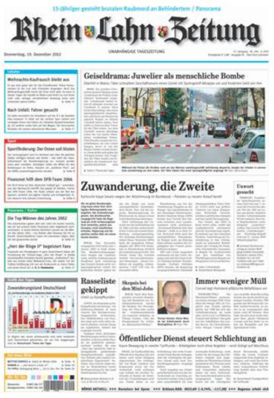 Rhein-Lahn-Zeitung vom Donnerstag, 19.12.2002