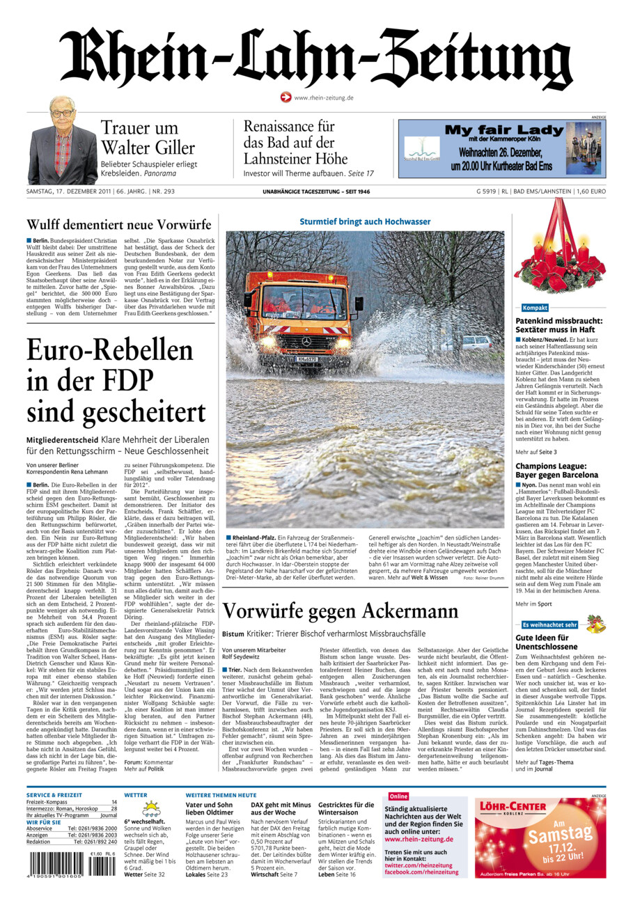 Rhein-Lahn-Zeitung vom Samstag, 17.12.2011