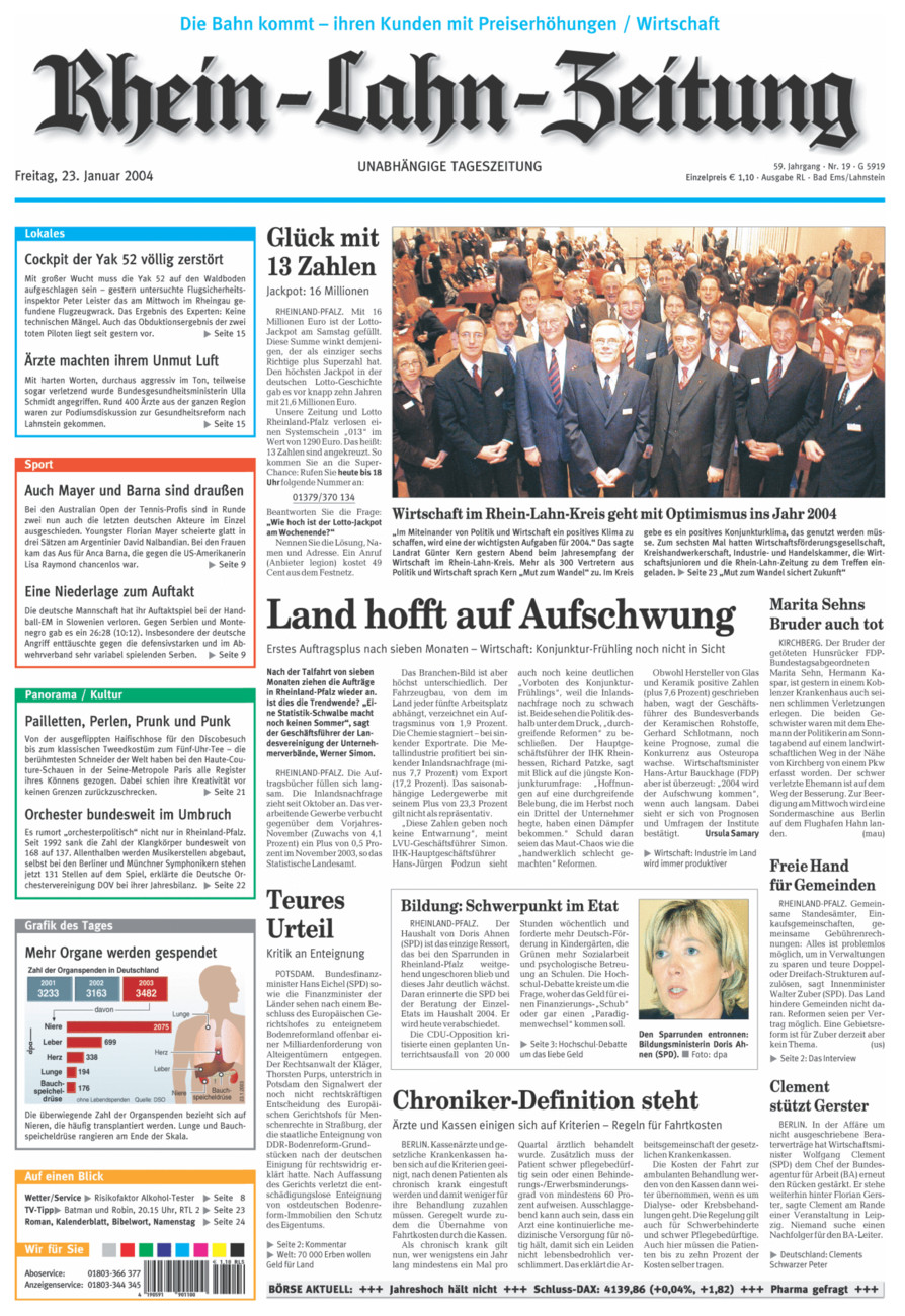 Rhein-Lahn-Zeitung vom Freitag, 23.01.2004