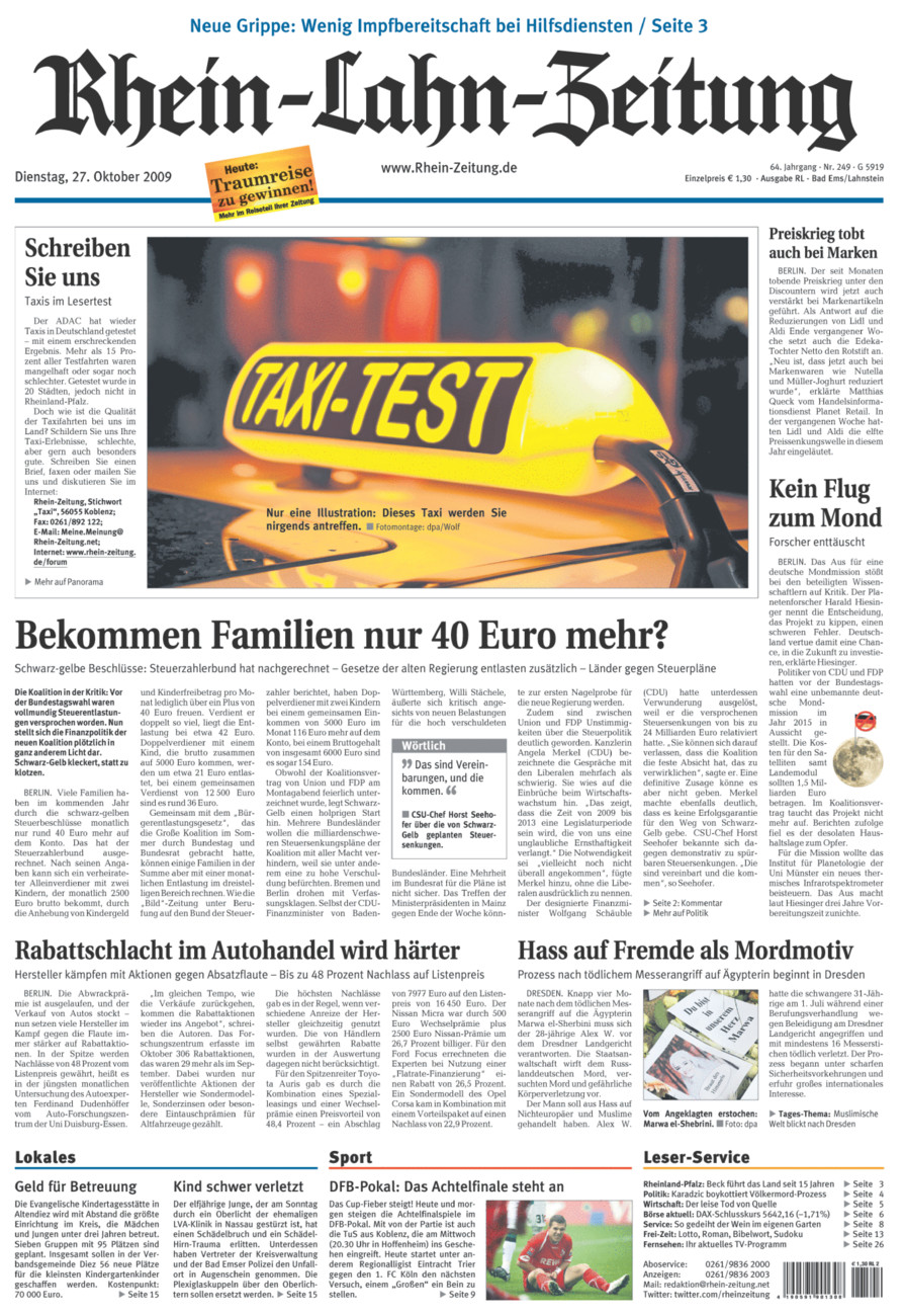 Rhein-Lahn-Zeitung vom Dienstag, 27.10.2009