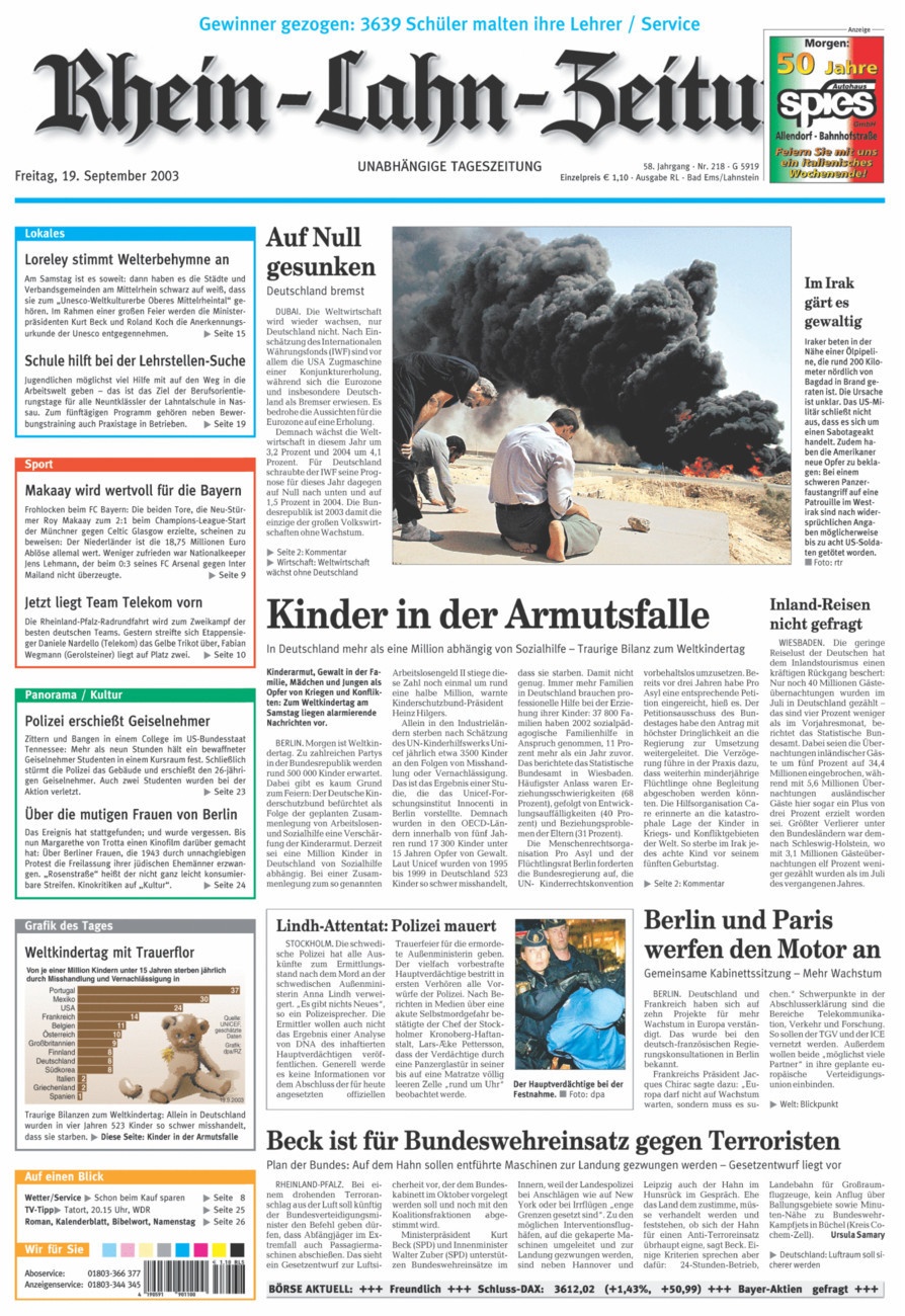 Rhein-Lahn-Zeitung vom Freitag, 19.09.2003