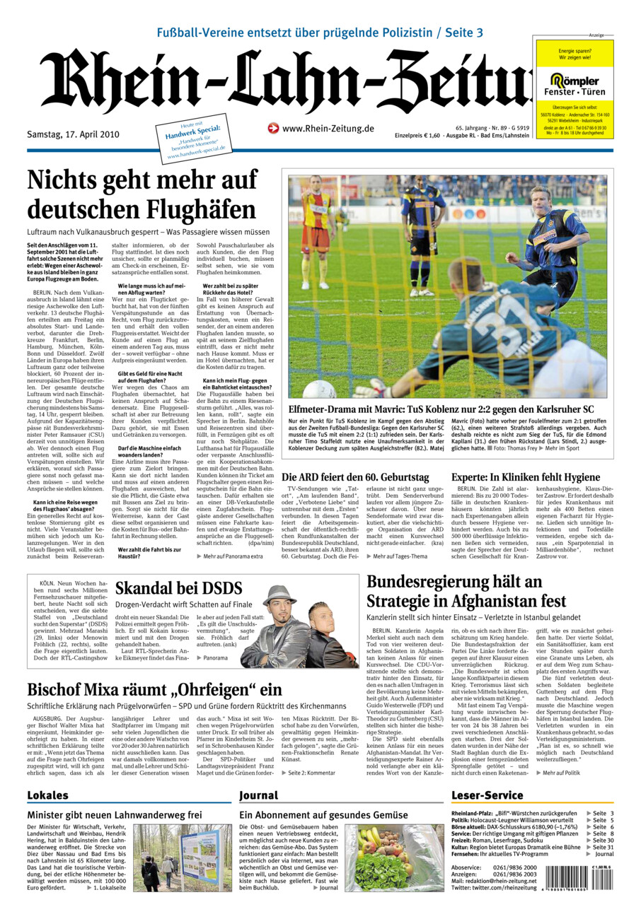Rhein-Lahn-Zeitung vom Samstag, 17.04.2010