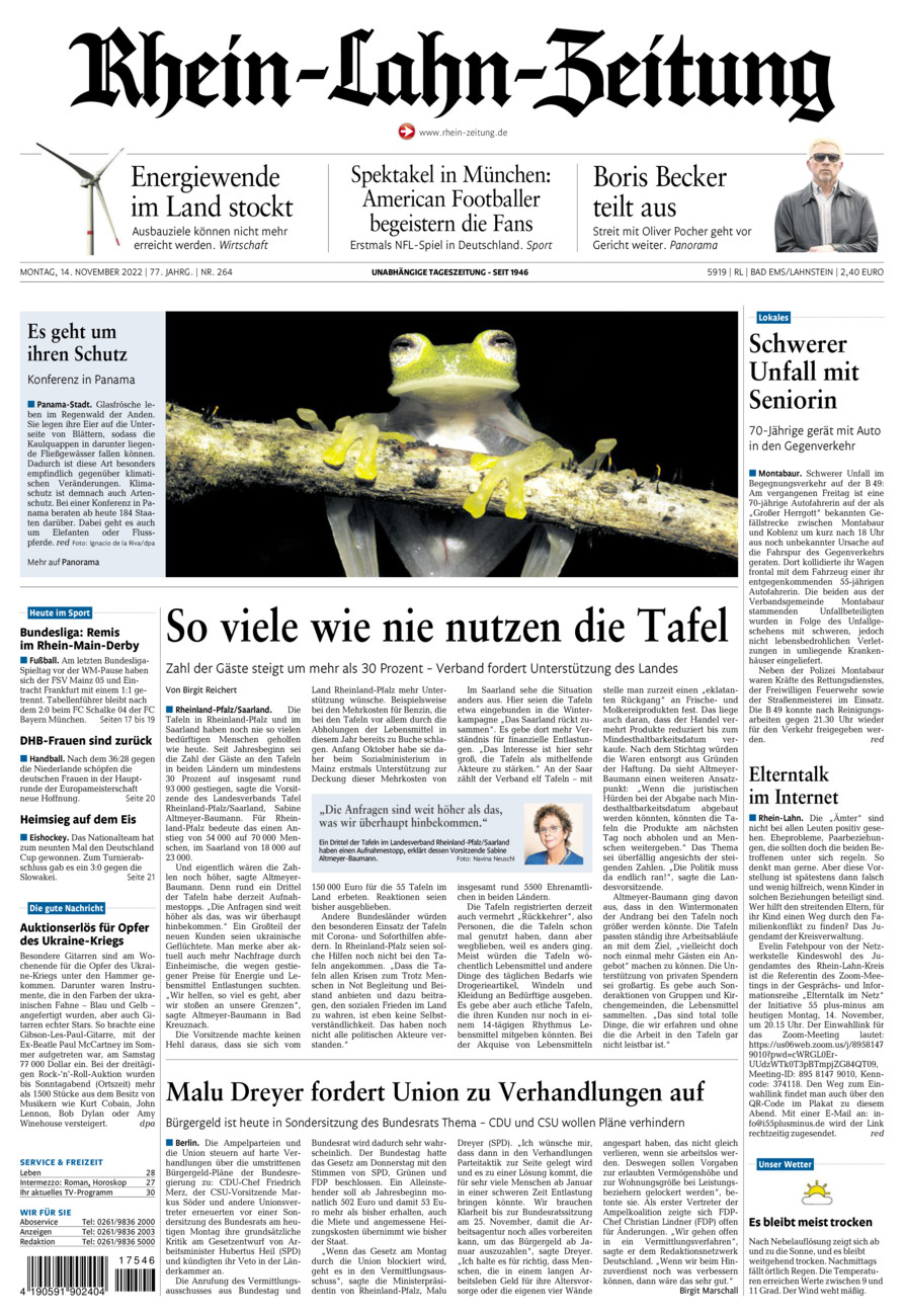 Rhein-Lahn-Zeitung vom Montag, 14.11.2022