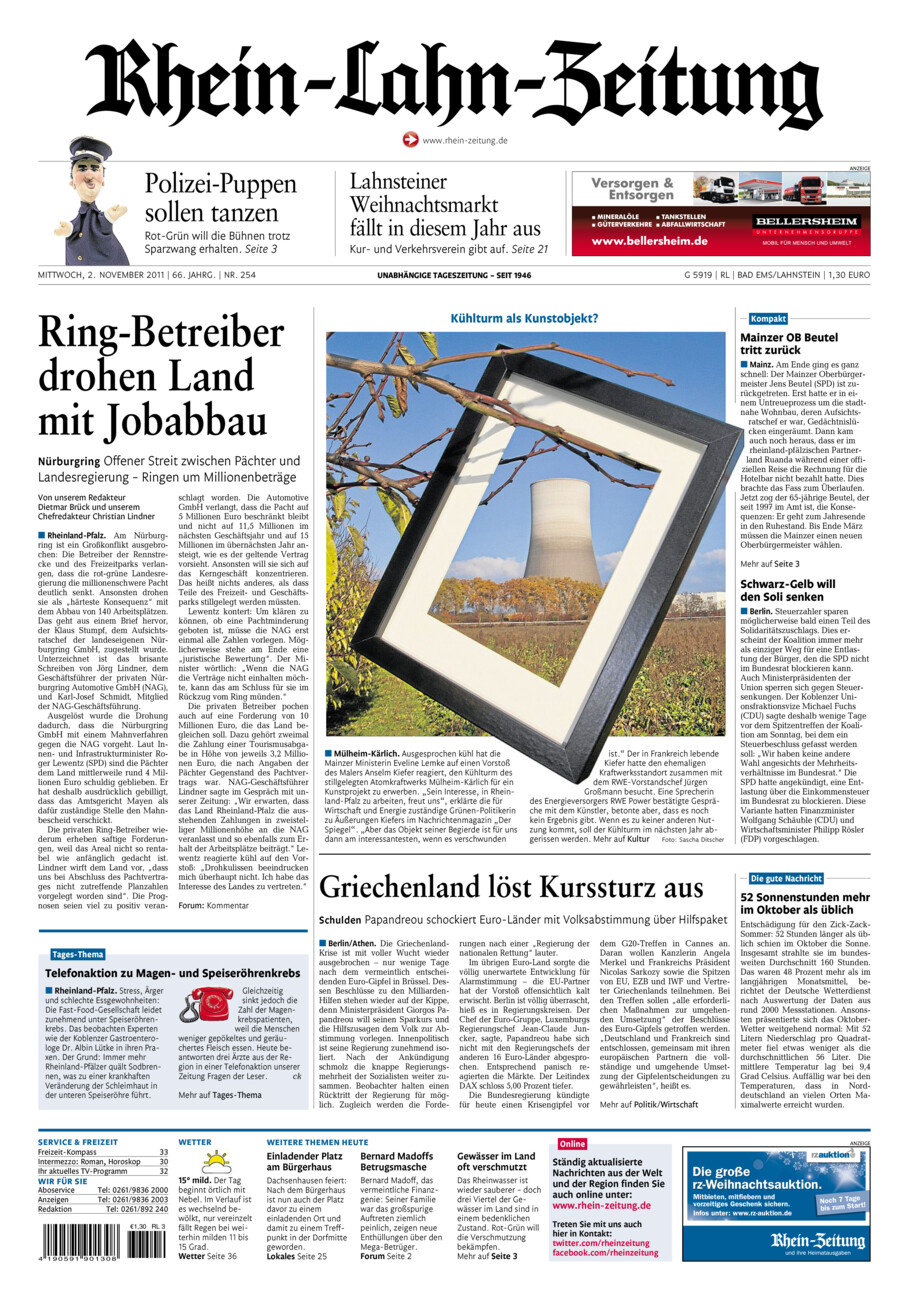 Rhein-Lahn-Zeitung vom Mittwoch, 02.11.2011