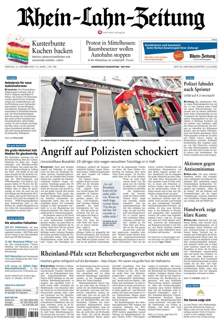 Rhein-Lahn-Zeitung vom Dienstag, 13.10.2020