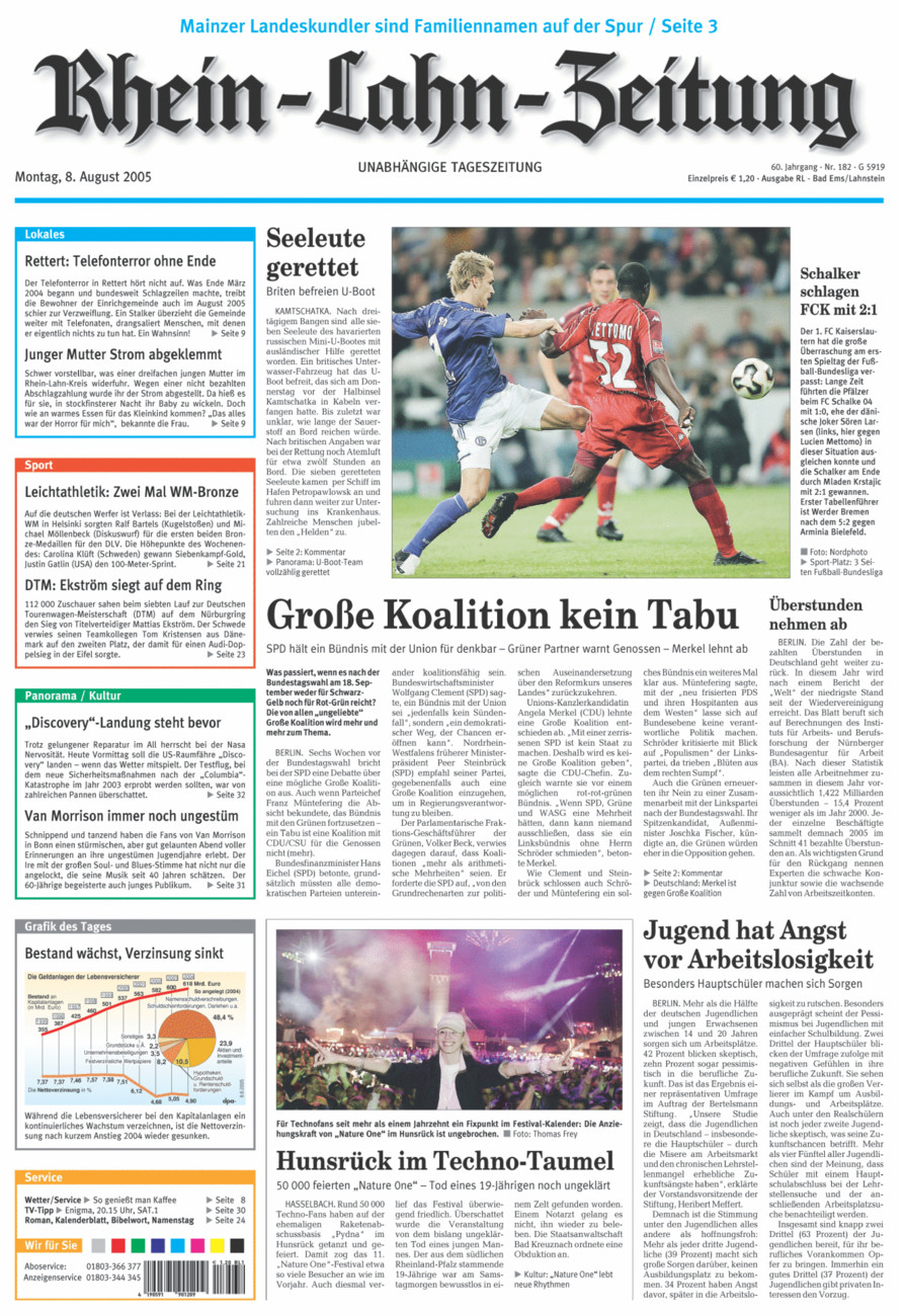 Rhein-Lahn-Zeitung vom Montag, 08.08.2005
