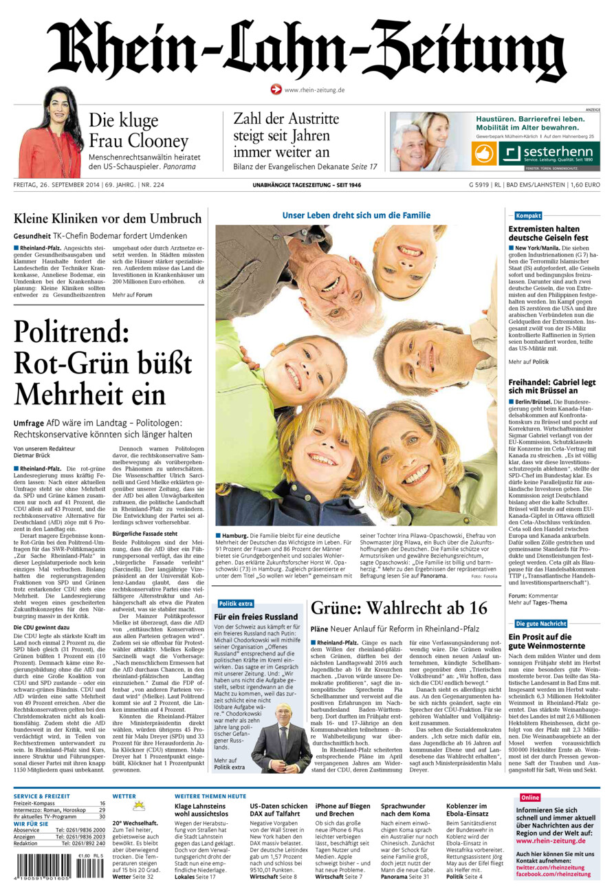 Rhein-Lahn-Zeitung vom Freitag, 26.09.2014