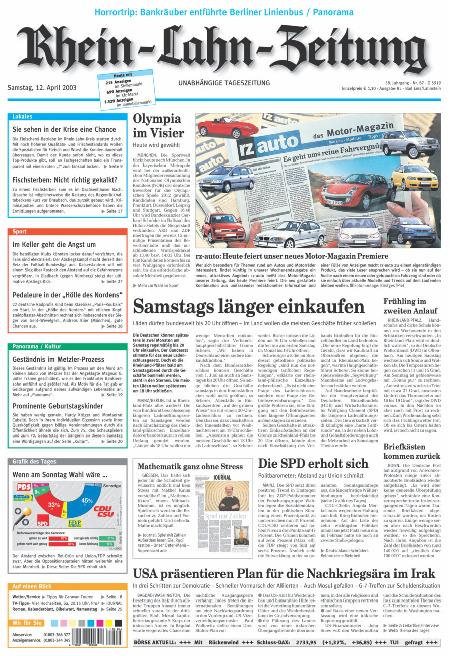 Rhein-Lahn-Zeitung vom Samstag, 12.04.2003