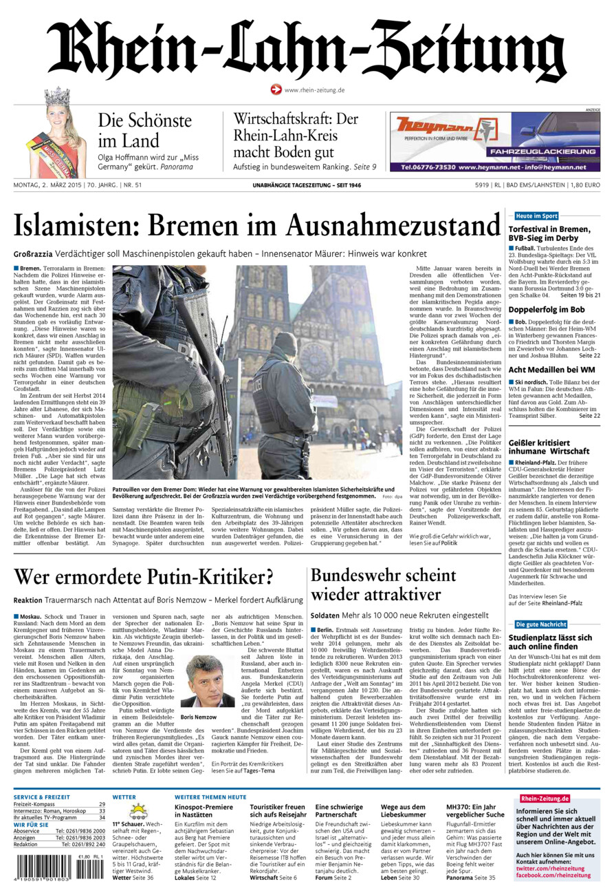 Rhein-Lahn-Zeitung vom Montag, 02.03.2015