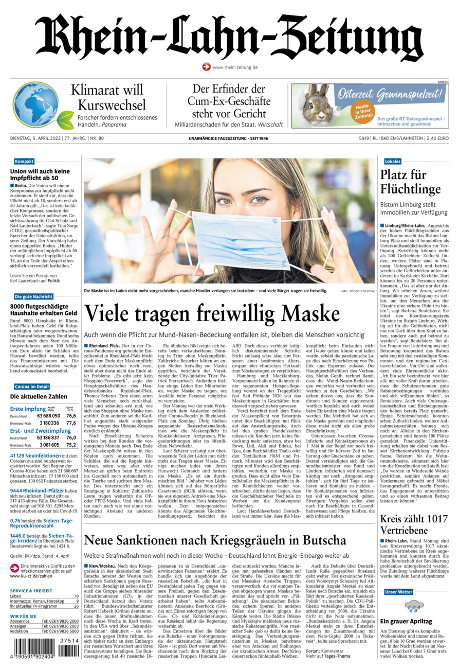 Rhein-Lahn-Zeitung vom Dienstag, 05.04.2022