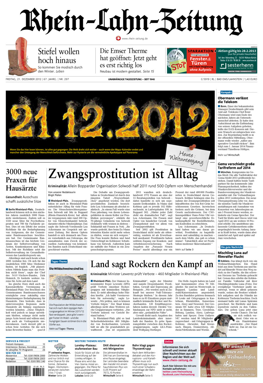 Rhein-Lahn-Zeitung vom Freitag, 21.12.2012
