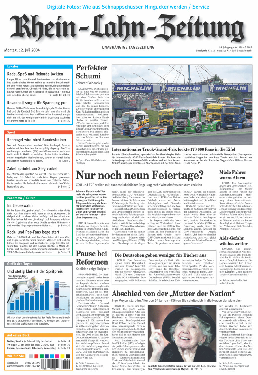 Rhein-Lahn-Zeitung vom Montag, 12.07.2004