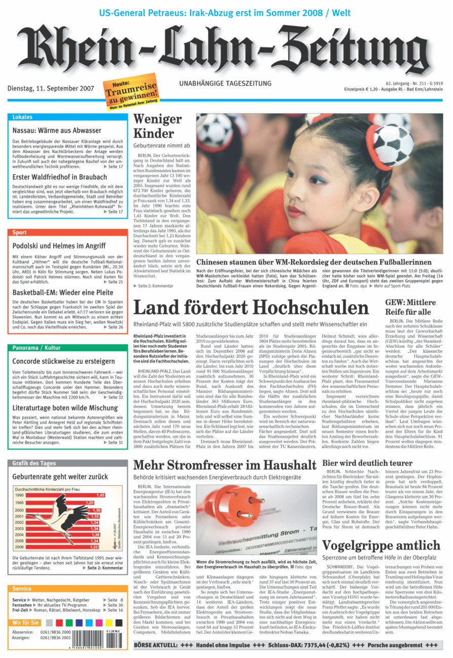 Rhein-Lahn-Zeitung vom Dienstag, 11.09.2007