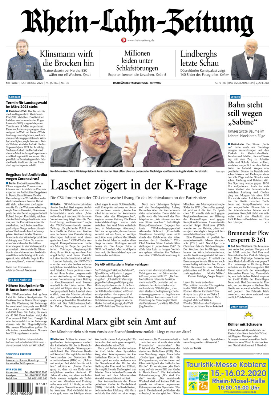 Rhein-Lahn-Zeitung vom Mittwoch, 12.02.2020