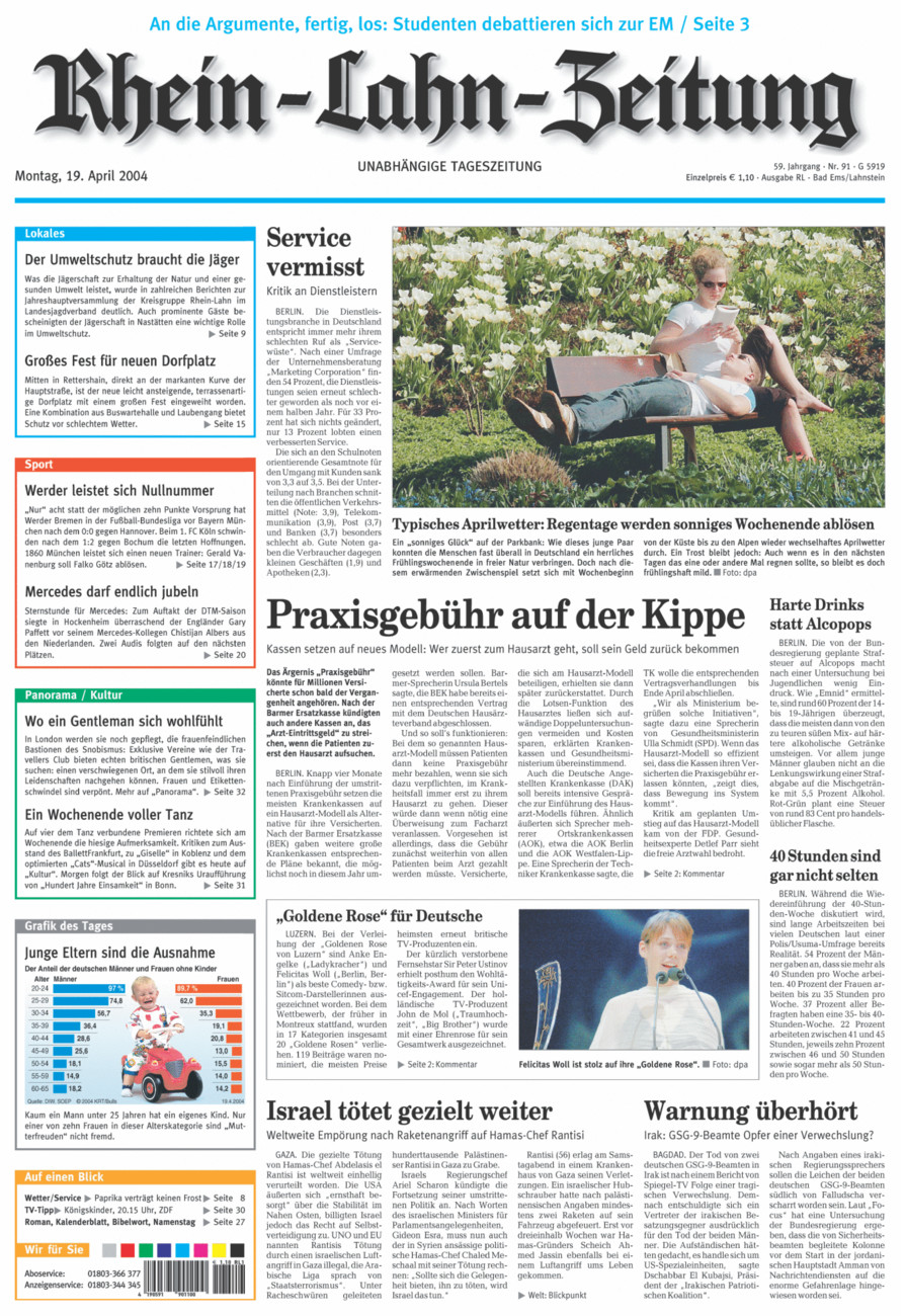 Rhein-Lahn-Zeitung vom Montag, 19.04.2004
