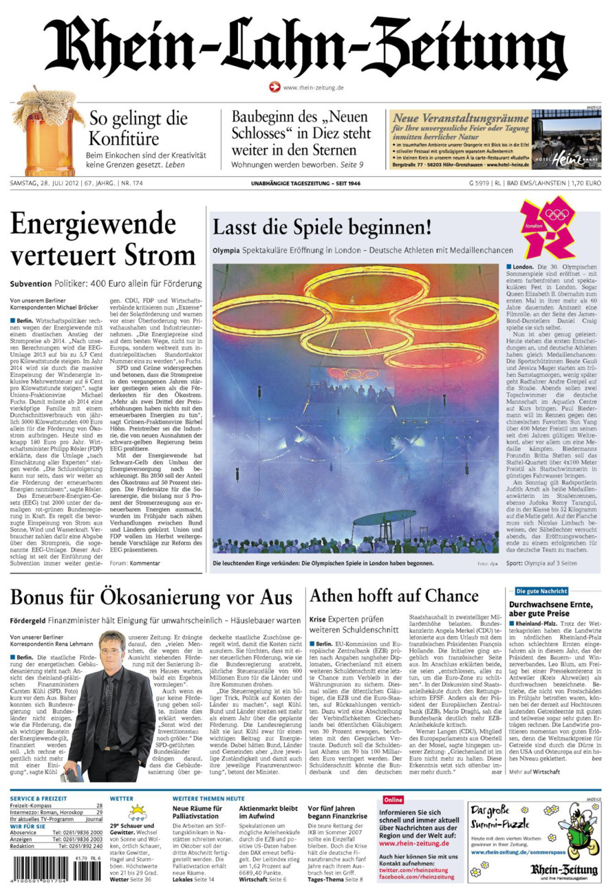 Rhein-Lahn-Zeitung vom Samstag, 28.07.2012