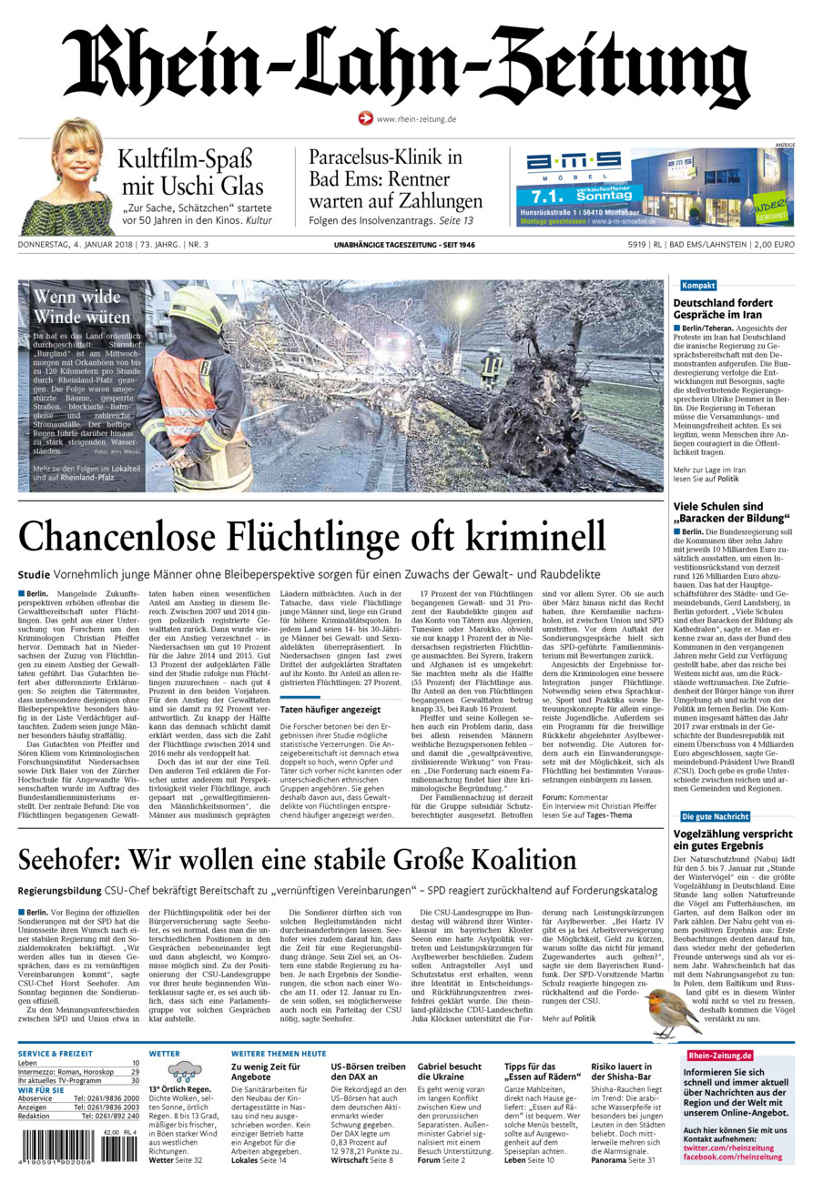 Rhein-Lahn-Zeitung vom Donnerstag, 04.01.2018