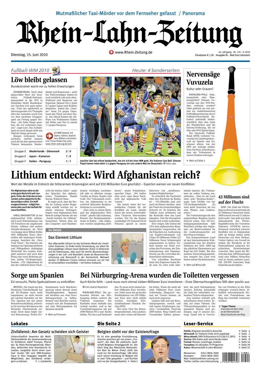 Rhein-Lahn-Zeitung vom Dienstag, 15.06.2010