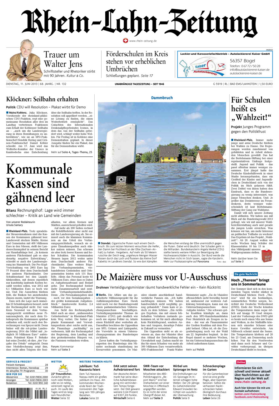 Rhein-Lahn-Zeitung vom Dienstag, 11.06.2013