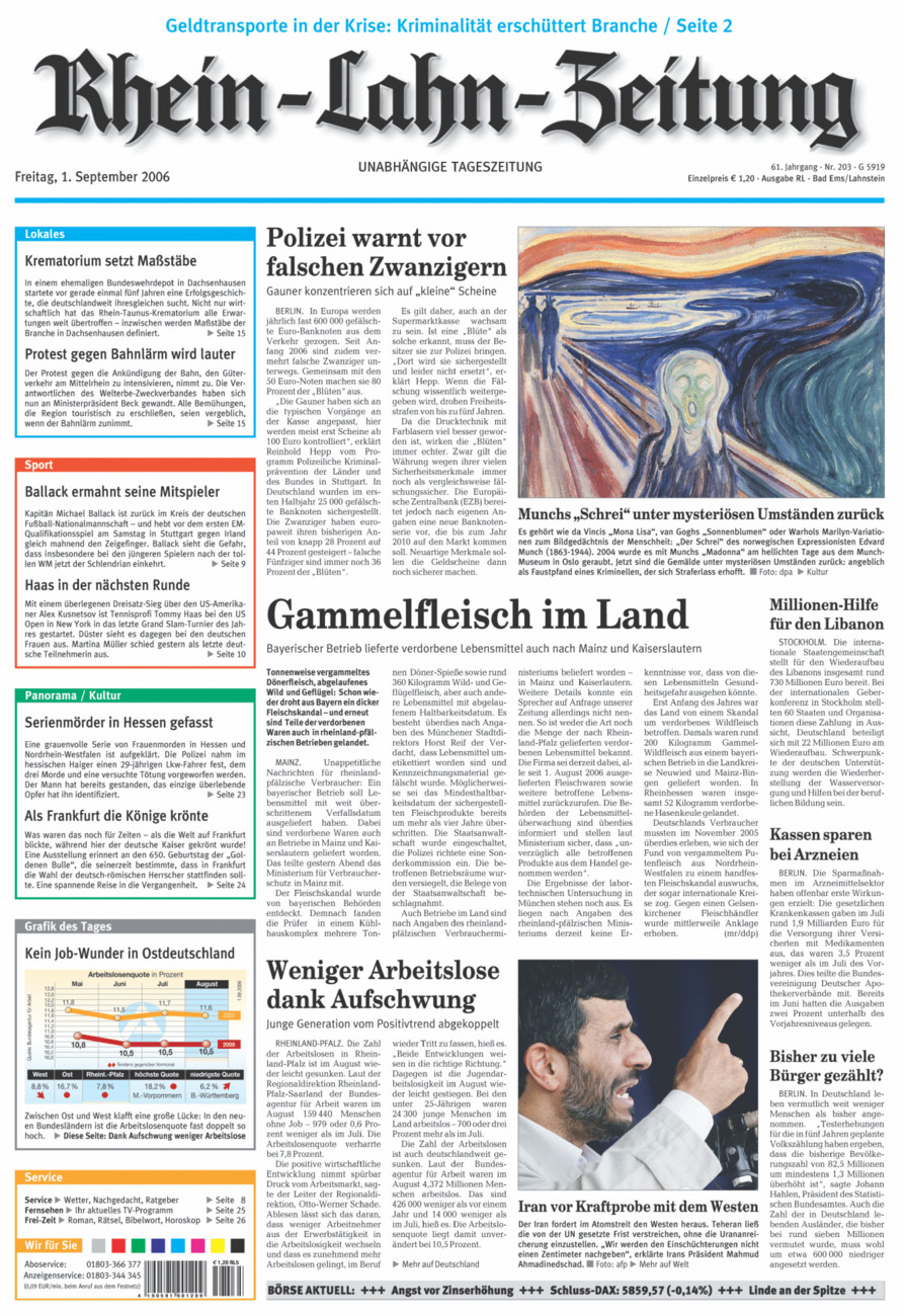 Rhein-Lahn-Zeitung vom Freitag, 01.09.2006
