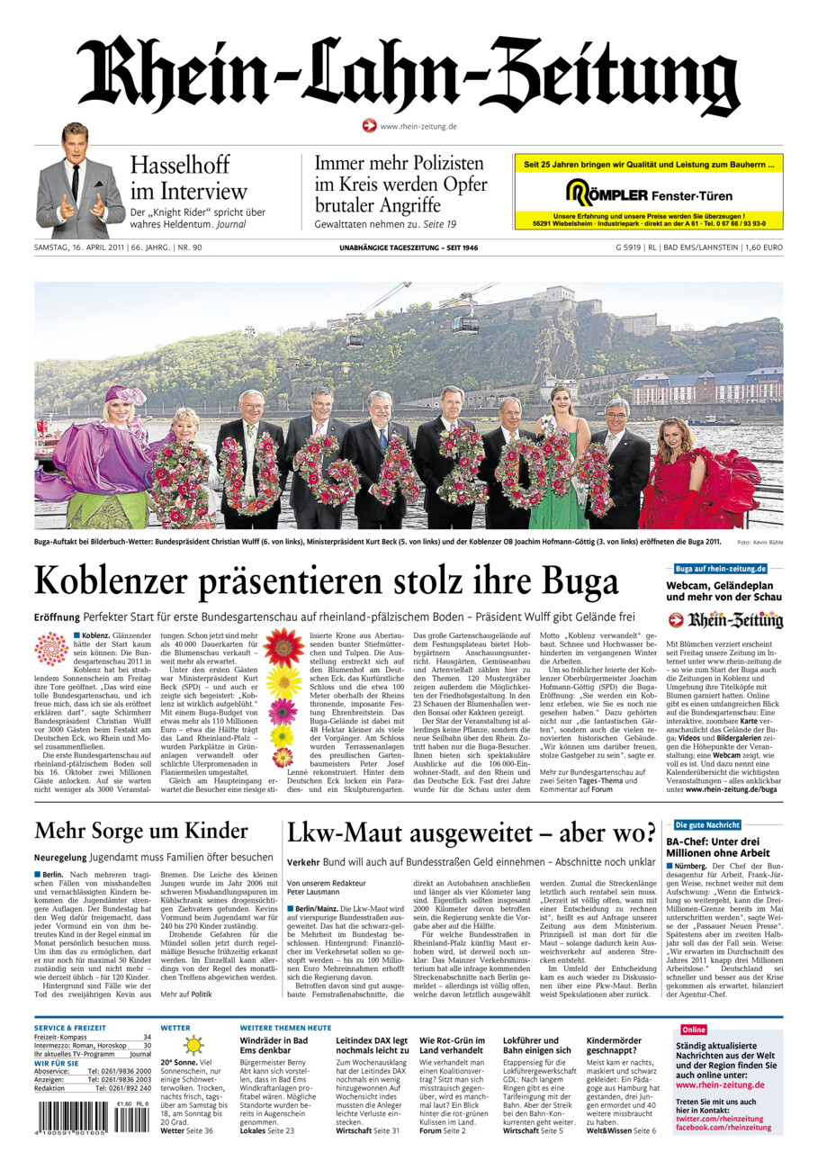 Rhein-Lahn-Zeitung vom Samstag, 16.04.2011
