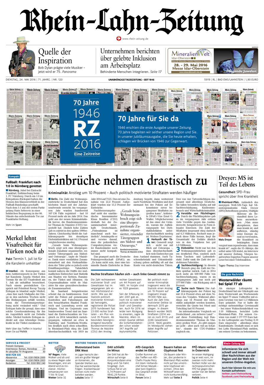 Rhein-Lahn-Zeitung vom Dienstag, 24.05.2016